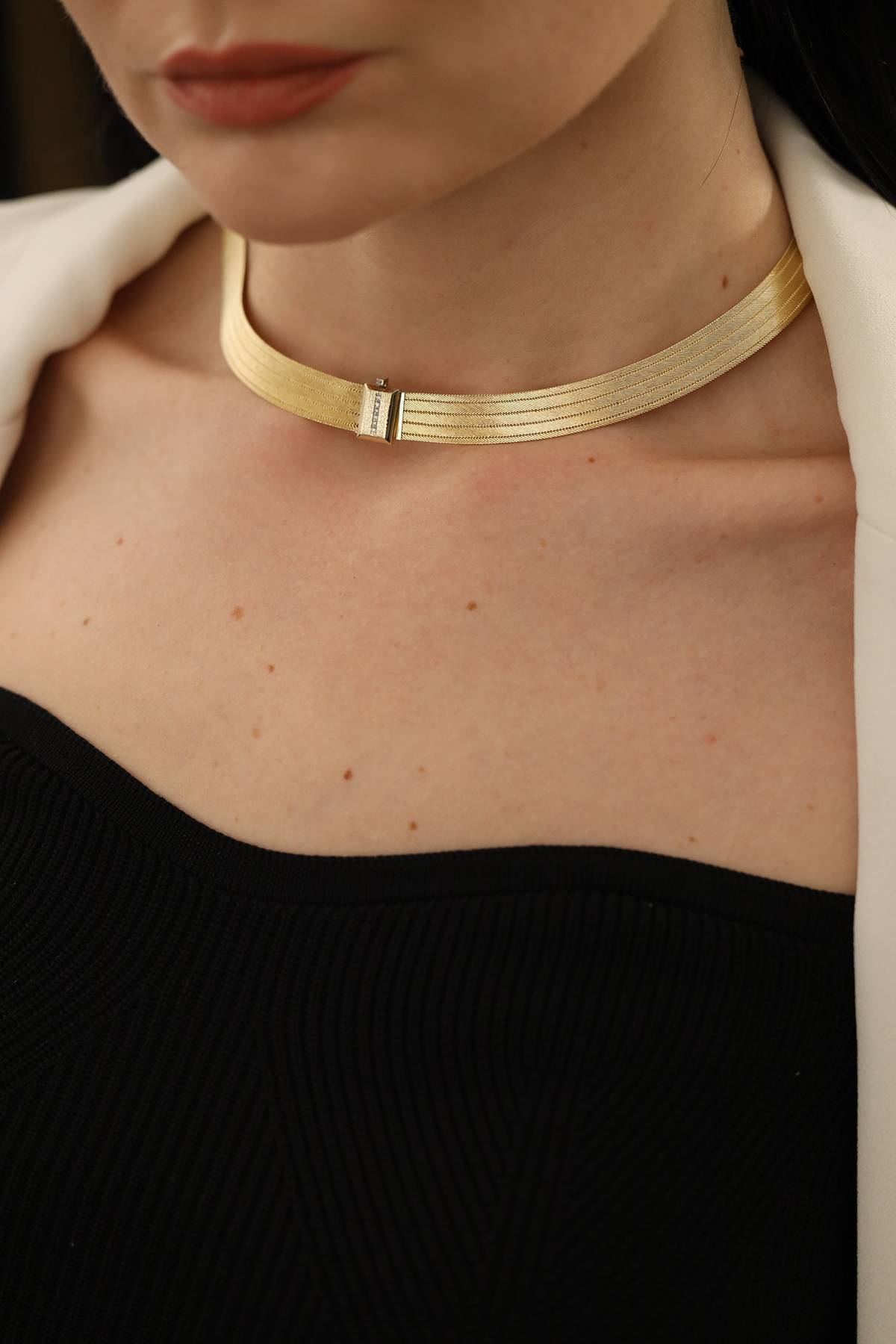 Pırlantalı Elegant  Altın 5 Sıra Gerdanlık | Uzunköprü Kuyumcu, Çapar Kuyumculuk, Altın Fiyatları, 22 Ayar Bilezik, Çeyrek Altın