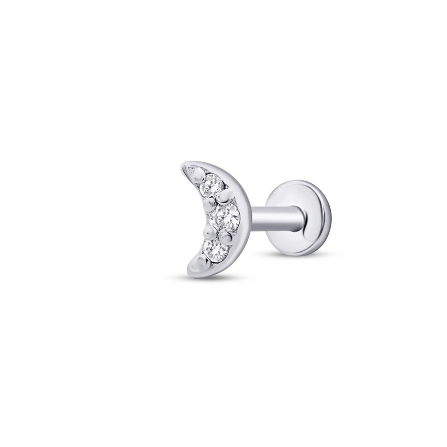 0.02 Karat Pırlanta Ay Tragus Piercing | Uzunköprü Kuyumcu, Çapar Kuyumculuk, Altın Fiyatları, 22 Ayar Bilezik, Çeyrek Altın