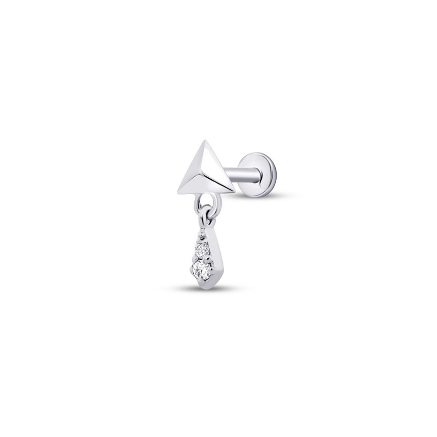0.02 Karat Pırlanta Üçgen Sallantılı Tragus Piercing | Uzunköprü Kuyumcu, Çapar Kuyumculuk, Altın Fiyatları, 22 Ayar Bilezik, Çeyrek Altın